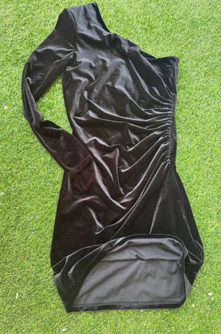 Vestido Negro Terciopelo Mango Mini