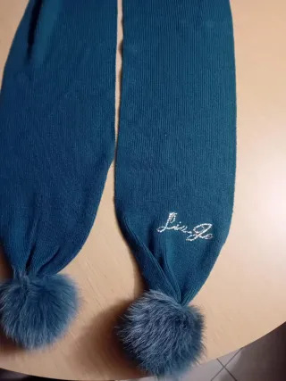 Sciarpa Liu Jo donna blu con pon pon