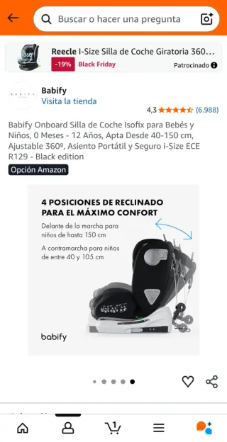 Silla coche hasta 12 años