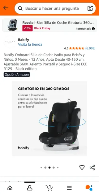 Silla coche hasta 12 años