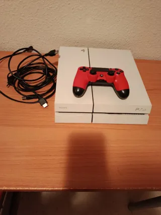 Consola PS4 (PlayStation 4) Blanca + Mando Rojo