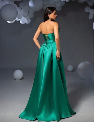 Vestido de fiesta  boda Dama de honor satén verde