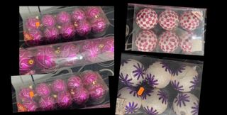 5 pacchi palline di Natale rosa e bianche