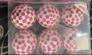 5 pacchi palline di Natale rosa e bianche