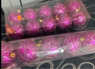 5 pacchi palline di Natale rosa e bianche