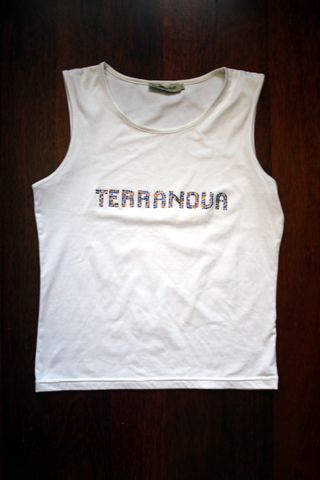Top Terranova Mujer Talla L Abalorios Blanco