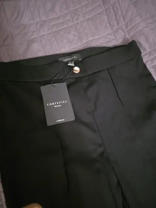 Pantalón elástico negro mujer