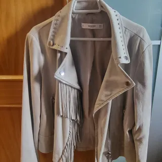 Chaqueta Mango Flecos Beige Talla M