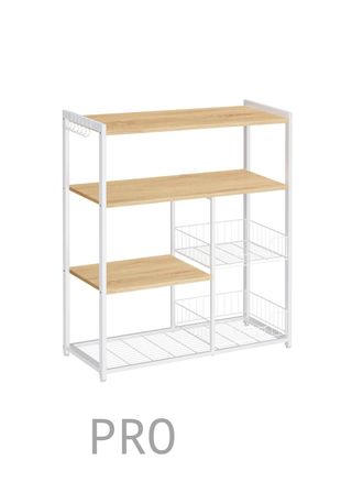 Scaffale da Cucina con 2 Cesti in Rete Metallic, Scaffale per Microonde