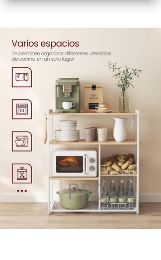 Scaffale da Cucina con 2 Cesti in Rete Metallic, Scaffale per Microonde