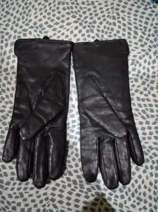Guantes imitación piel negros talla XS
