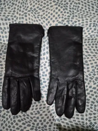 Guantes imitación piel negros talla XS