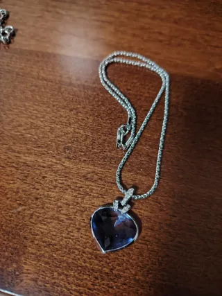 Collana Swarovski cuore blu e argento