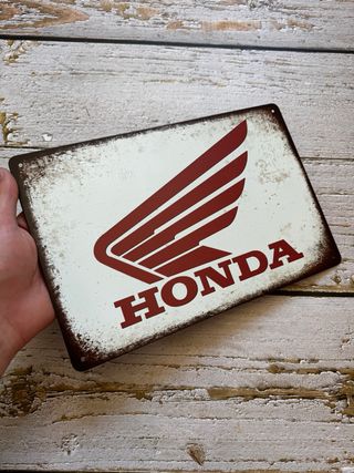 CARTEL CHAPA HONDA VINTAGE LOGO MOTO