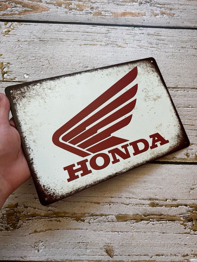 CARTEL CHAPA HONDA VINTAGE LOGO MOTO