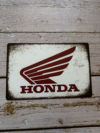 CARTEL CHAPA HONDA VINTAGE LOGO MOTO