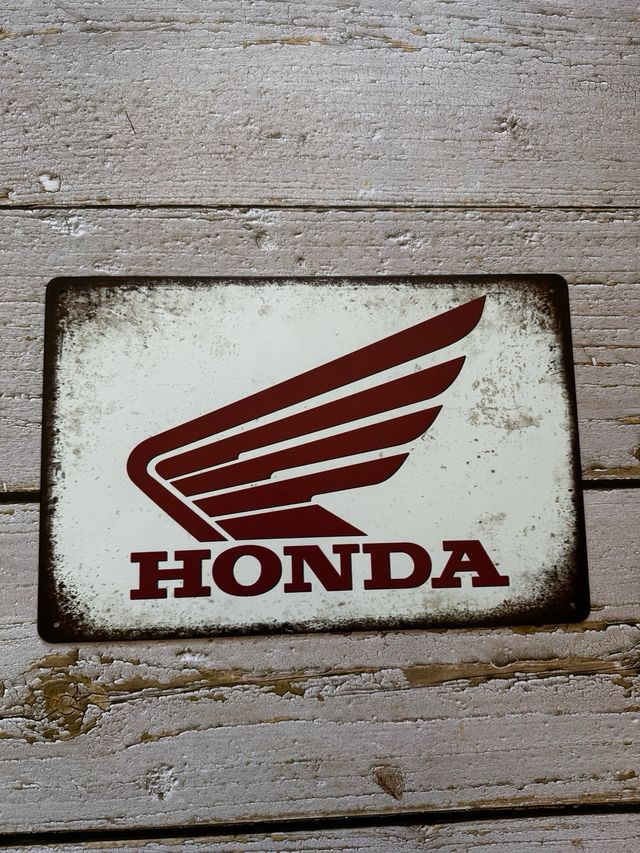 CARTEL CHAPA HONDA VINTAGE LOGO MOTO