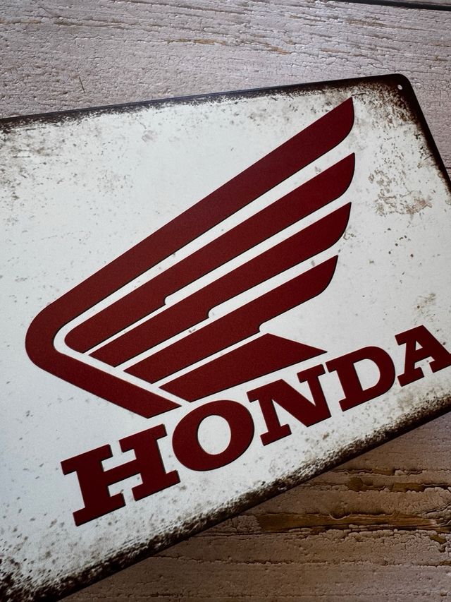 CARTEL CHAPA HONDA VINTAGE LOGO MOTO