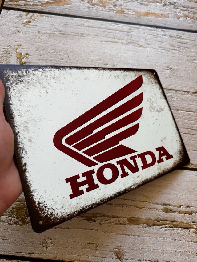 CARTEL CHAPA HONDA VINTAGE LOGO MOTO