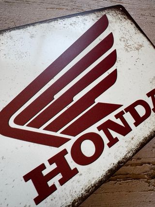 CARTEL CHAPA HONDA VINTAGE LOGO MOTO