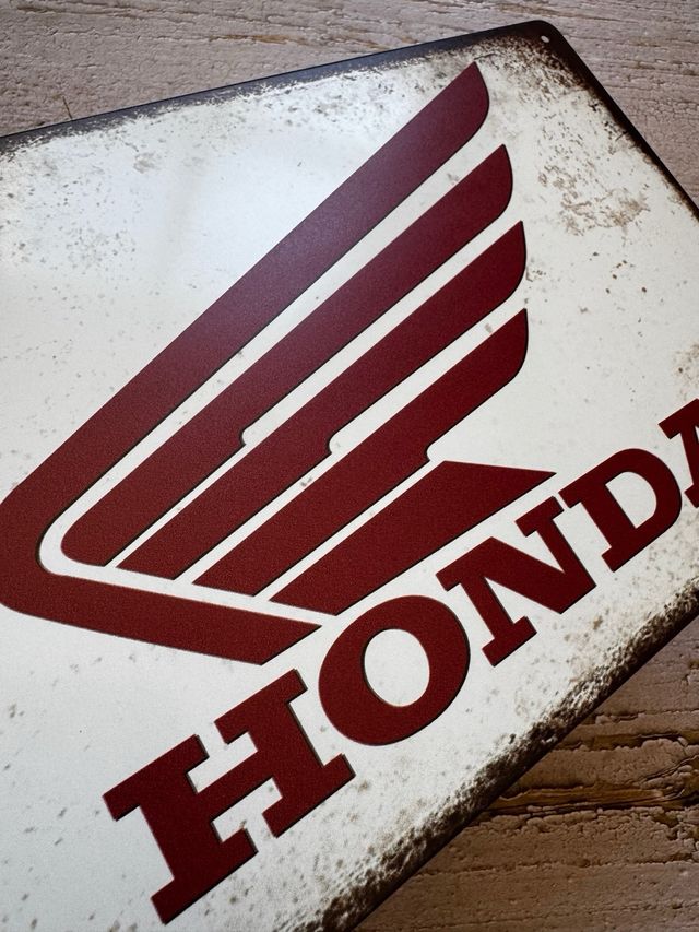 CARTEL CHAPA HONDA VINTAGE LOGO MOTO