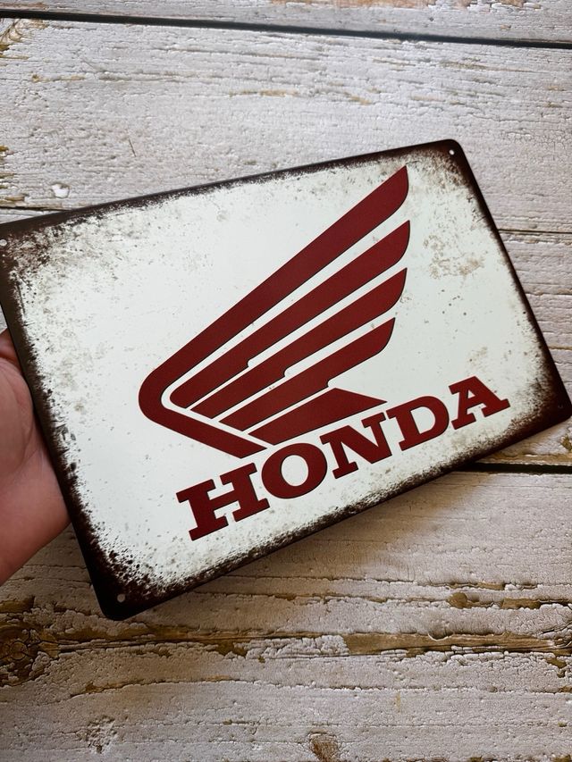CARTEL CHAPA HONDA VINTAGE LOGO MOTO