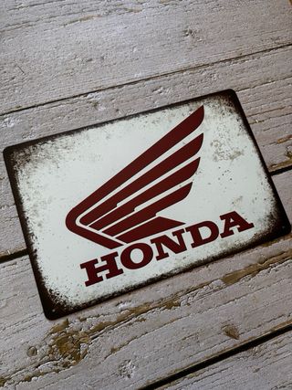 CARTEL CHAPA HONDA VINTAGE LOGO MOTO