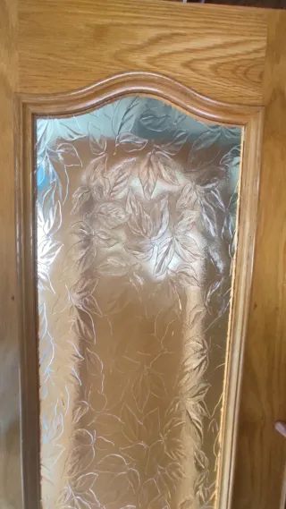Puerta interior madera cristal hojas vintage