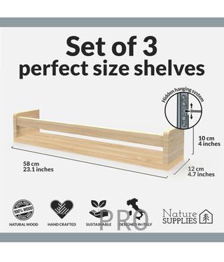 Set di 3 scaffali in legno NATURE SUPPLIES