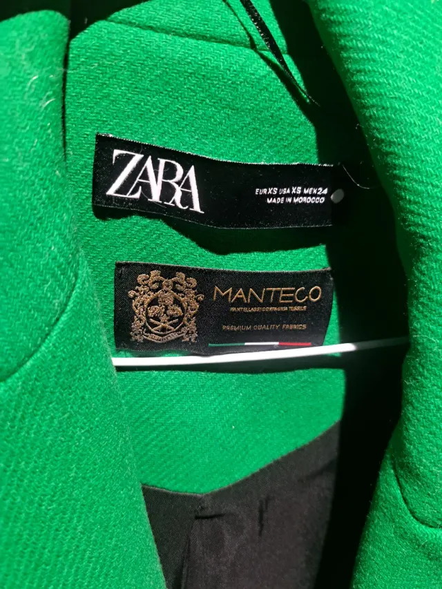 Abrigo Zara Lana Verde Talla XS