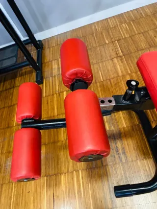 Press de banca declinado con barra olímpica.