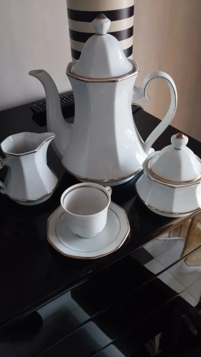 Servizio caffè 12 porcellana oro bianco