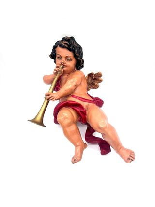 Putto cherubino musicante in gesso – 54 cm – vintage