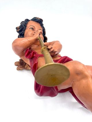 Putto cherubino musicante in gesso – 54 cm – vintage