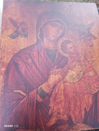 Quadro in legno Madonna e Bambino