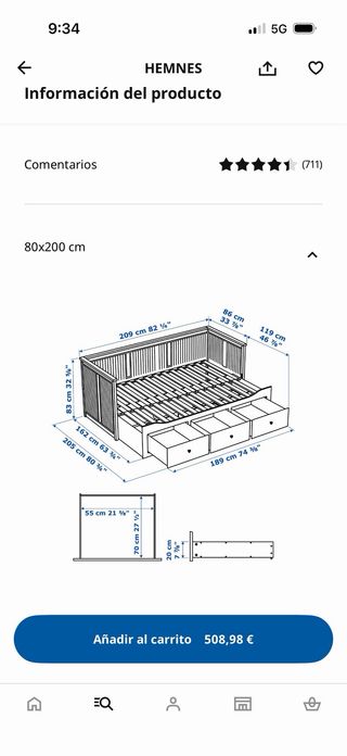 Cama nido Ikea Hemnes con colchones