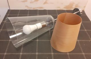 Lámpara de techo vidrio y madera