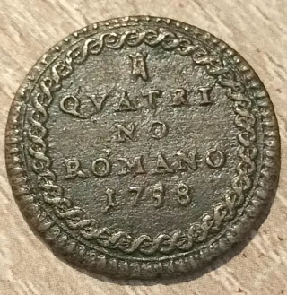 1 Quattrino 1758 Moneta Romana