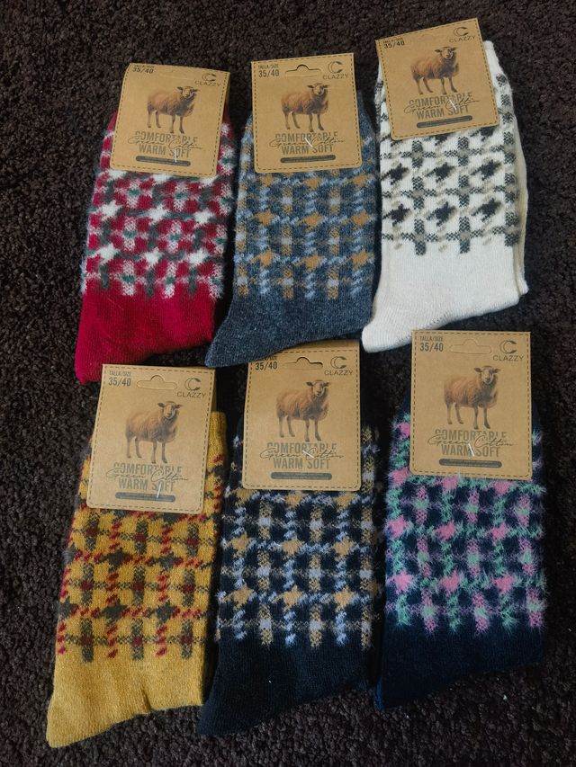 6 Pares Calcetines Lana Mujer Talla 35-40