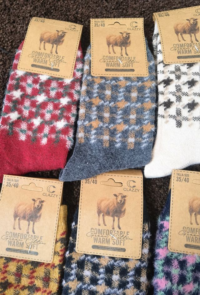 6 Pares Calcetines Lana Mujer Talla 35-40