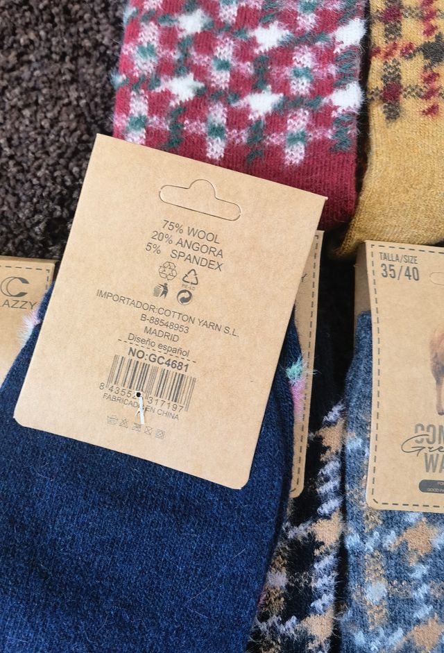 6 Pares Calcetines Lana Mujer Talla 35-40