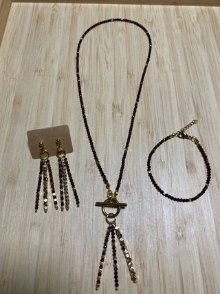 Pulsera Granates y Acero Inox. Hecha a Mano