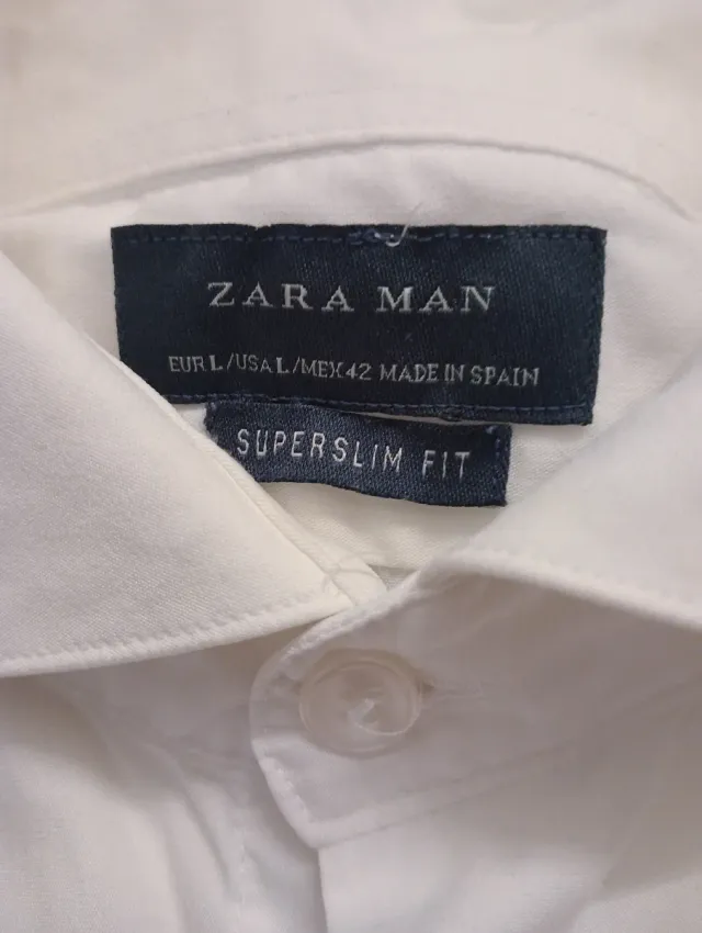 Camisa ZARA Super Slim Fit Blanca Talla M