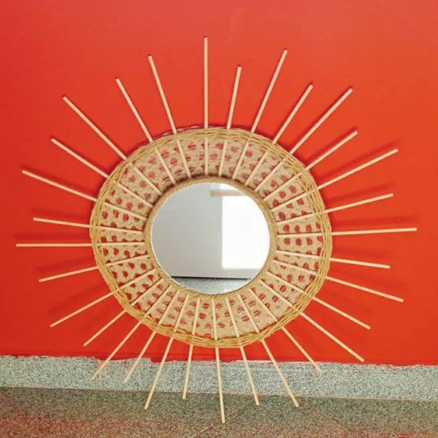 Espejo Sol Ratán y Madera