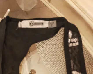 Camiseta fiesta lentejuelas negro y plata Talla S