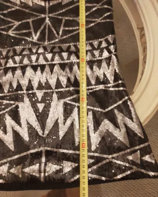 Camiseta fiesta lentejuelas negro y plata Talla S