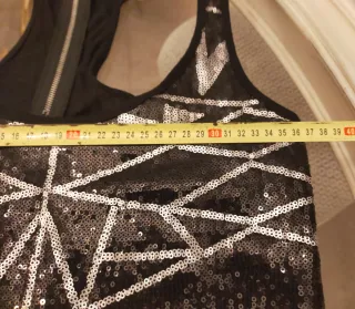 Camiseta fiesta lentejuelas negro y plata Talla S