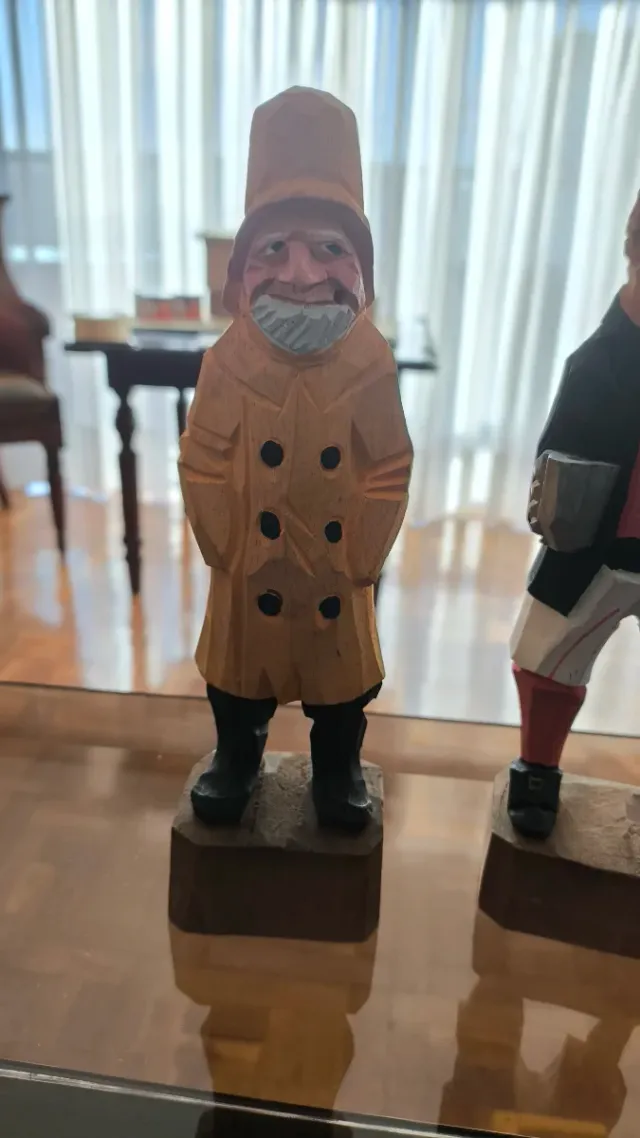 3 Figuras Madera Tallada Folk Art Nórdico 21cm