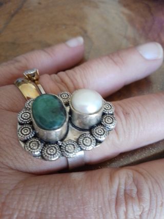 Anello Argento Perla Naturale e Smeraldo