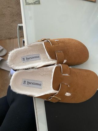 Zuecos InExtenso Talla 38 Marrones Forrados